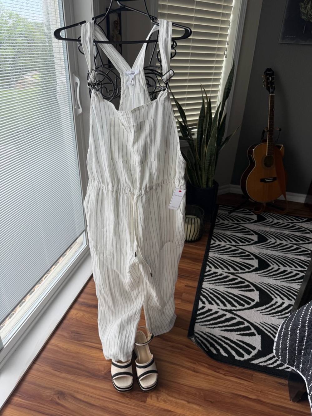 Lightweight White Pinstripe Utility Romper